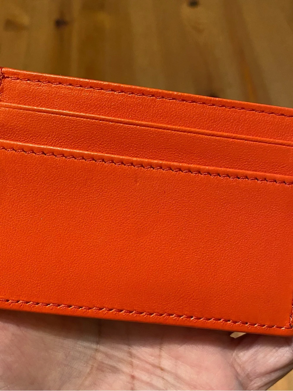 Versace Quilted Orange Medusa Leather Card Holder with Box and Dust Bag